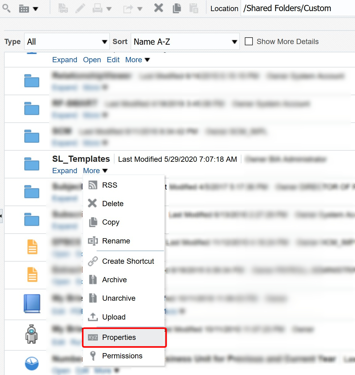 BI Folder Property - Simplified Loader Excel for Oracle Fusion Cloud ERP